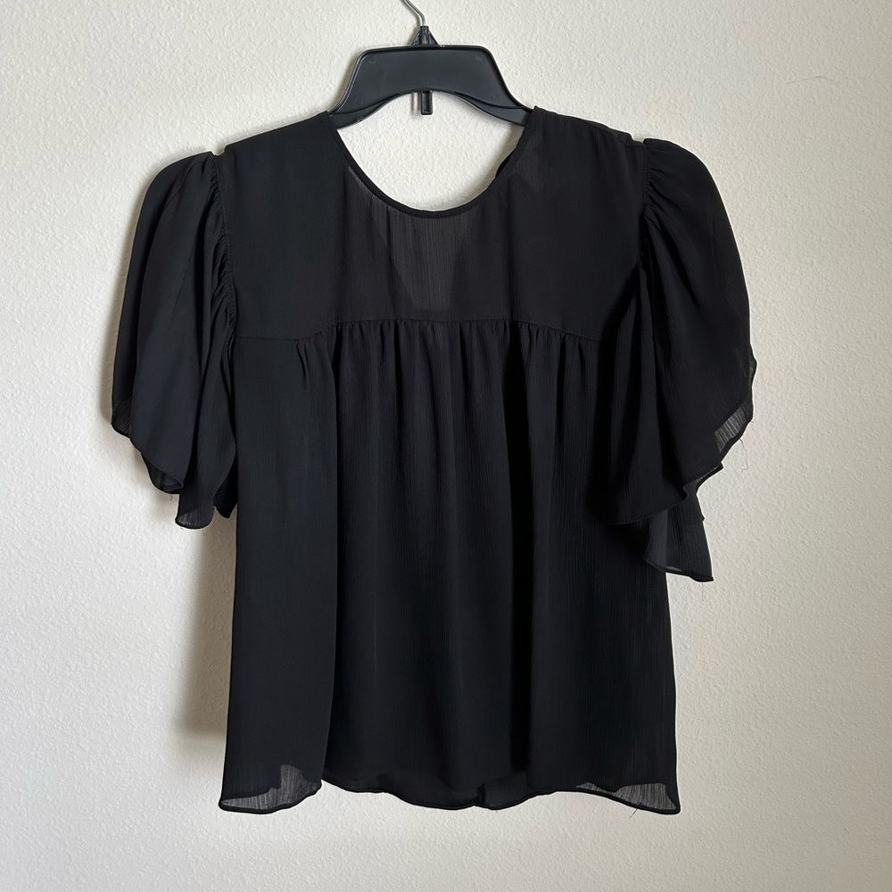 Flowy Ruffled Black Blouse